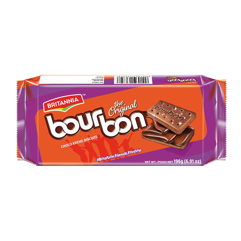 BRITANNIA BOURBON CREAM COOKIES 196GM