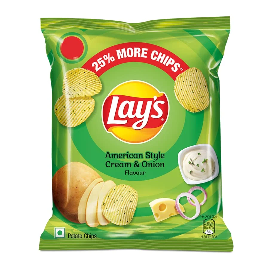 LAYS AMERICAN CREAM & ONION CHIPS 90GM